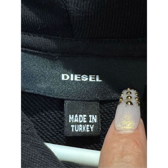 Diesel S-UMMER-A84 Nails Men’s Black Hoodie Sweatshirt Sweater Medium - Picture 5 of 12